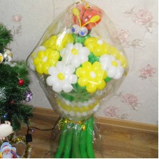 Букет із кульок Біло Жовті Ромашки